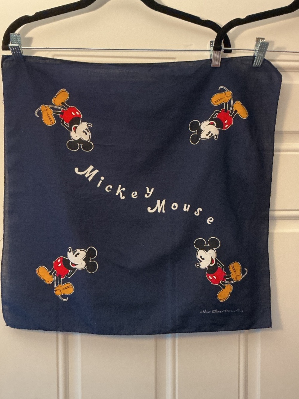 Vintage Walt Disney Productions MICKEY MOUSE bandana Handkerchief Scarf